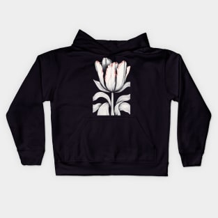 Black and white tulip botanical illustration Kids Hoodie